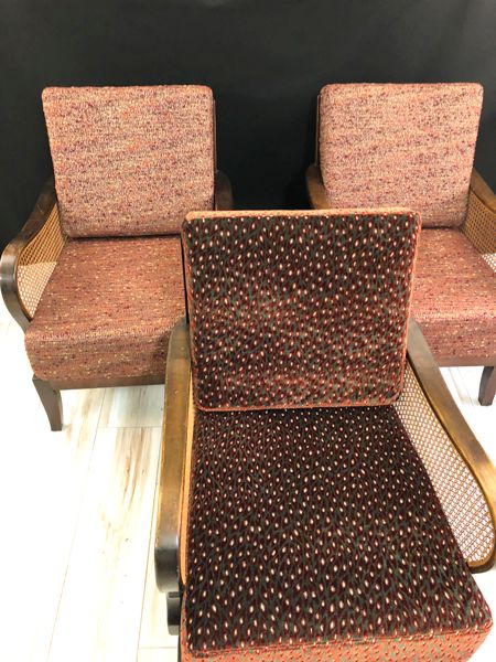 Drei Retro Sessel um 1950 mit losen Kissen, fertig gepolstert