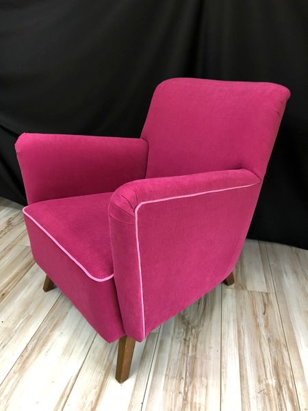 Vollpolstersessel um 1960 in Pink, fertig gepolstert